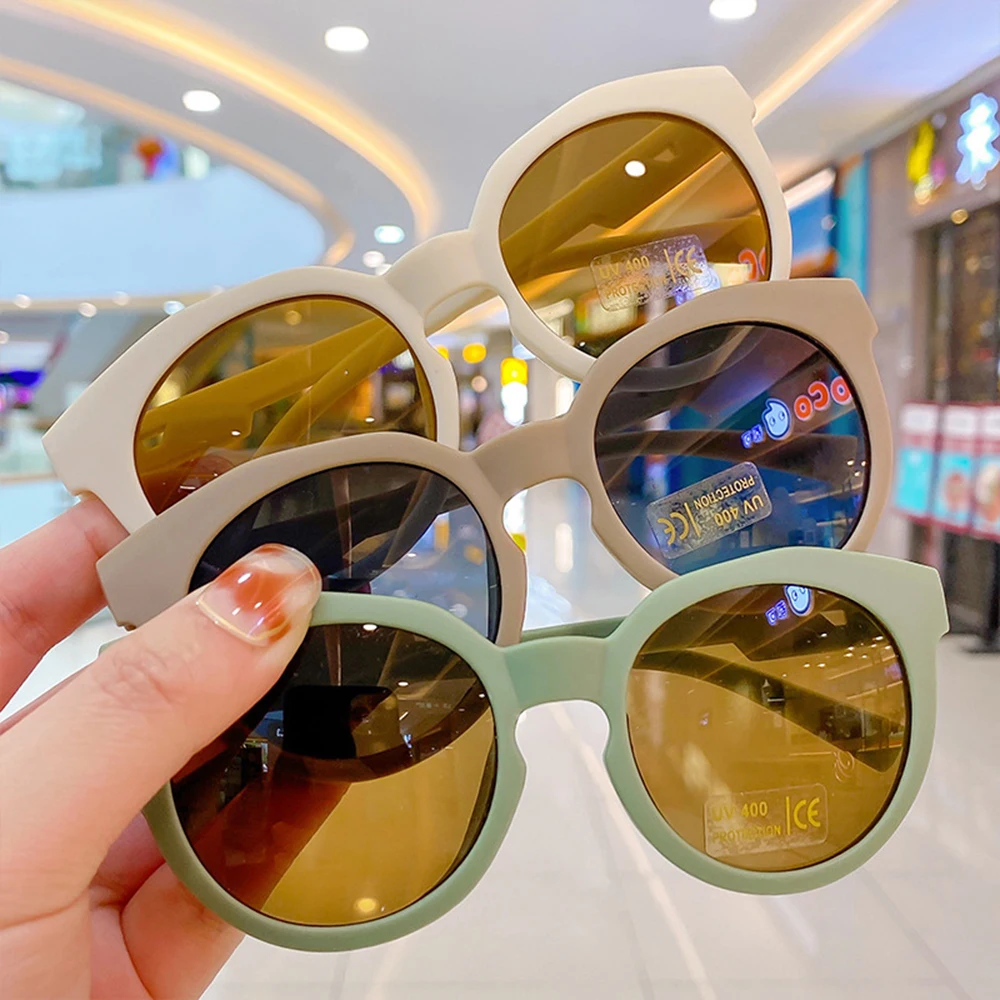 Children'S Round Large Frame Sunglasses For Girls Boys Uv400 Protection Baby Trendy Fashion Kids Sunshade Sunglasses