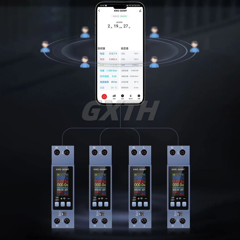 AC85-290V 0-40A 8-in-1 디지털 전압 전류계 Tuya WIFI 에너지 미터 주파수 측정기 타이머 스마트 라이프 원격 제어 KWS-303WF