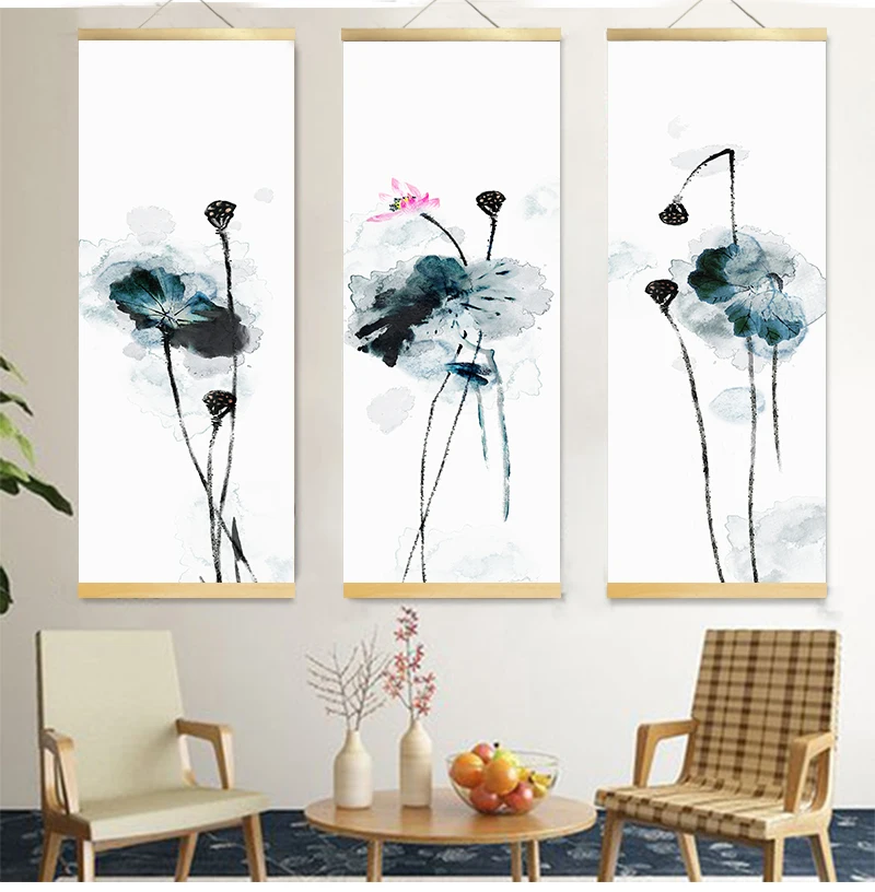 

Китайские японские чернила, цветок, животные, холст, украшение для дома для гостиной, Настенная картина, Постер, деревянные картины, картины, Декор