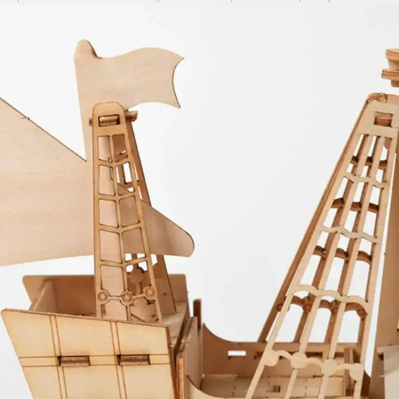 DIY  Sailing Ship Toys 3D Wooden Puzzle Toy Assembly Model Wood Craft Kits Desk Decoration for Children Kids - 2