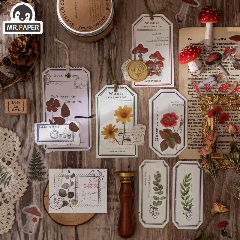 Mr.paper 40Pcs/Bag Plant Flower Series Decorative Diary Sticker Scrapbook Planner Decorative Stationery Sticker