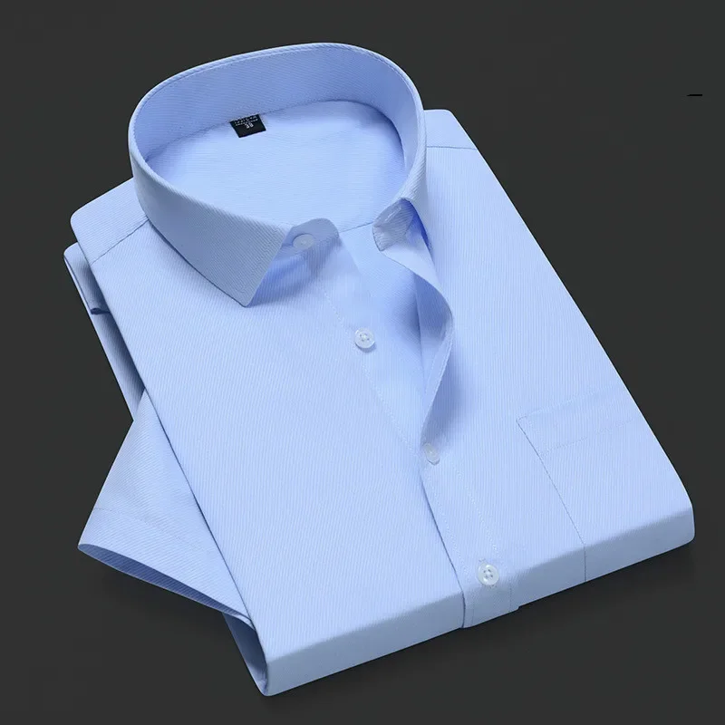 Men Shirt Short Sleeve Slim Fit Formal Social