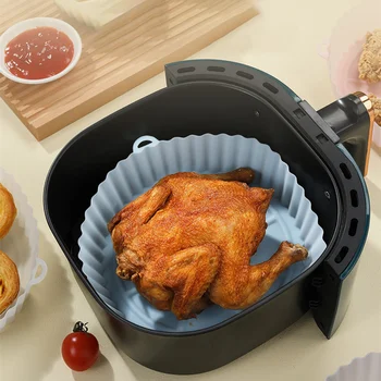 Air Fryers Silicone Baking Pan Oven Not Sticky Baking Tray Fried Chicken  Basket Reusable Baking Dishes Silicone Pad Pan 1