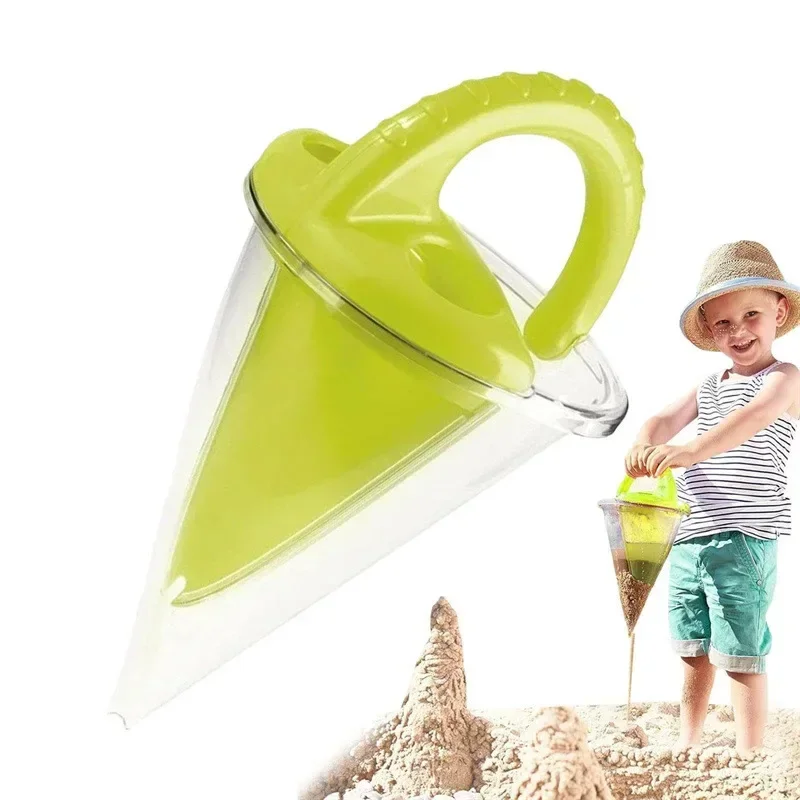 Beach Children Wash Sand Overflow Funnel Outdoor Family Sand Hopper Creative Beach Pile Sand Spills Out Of A Hand-Held Funnel