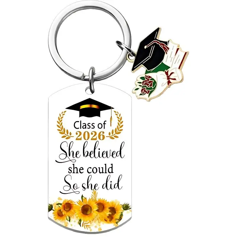 2026 Abschlussgeschenke, Schulabschluss-Schlüsselanhänger, Edelstahl-Schlüsselanhänger, personalisierte Accessoires, modischer Anhänger – Detail 5