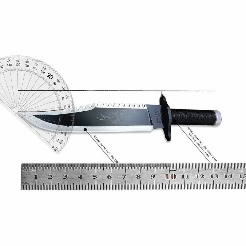 New Rambo II Survival Fixed Blade 9Cr18Mov Blade 420 Steel Tube Wrap Paracord Handle Outdoor Tactical Knife Fighting EDC Tools 6