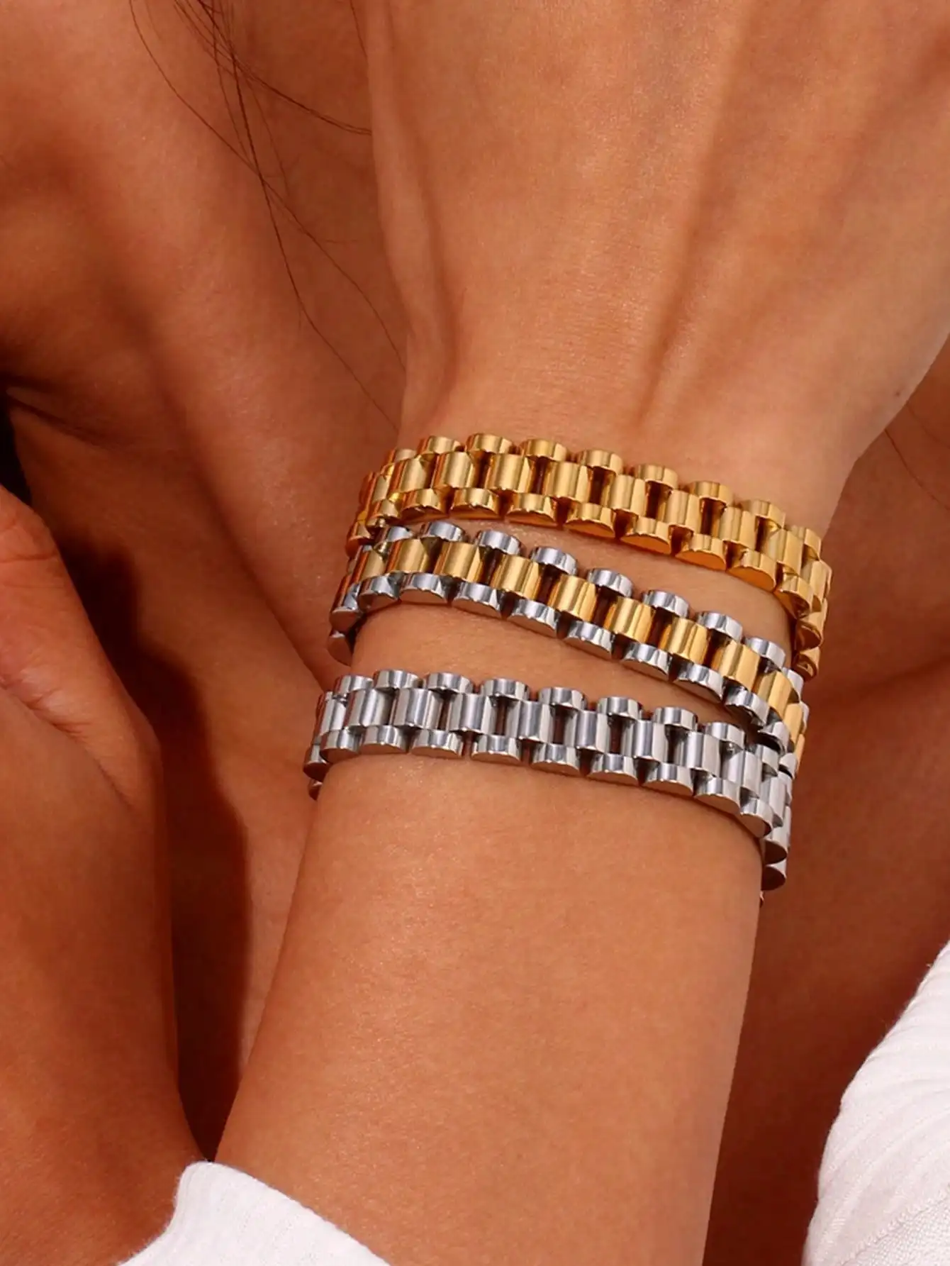 10MM Armband Stil männer Armbänder Für Frauen Neue Vintage Gold Überzogene Edelstahl Kette Armband für Frauen Männer paar Mode – Detail 6