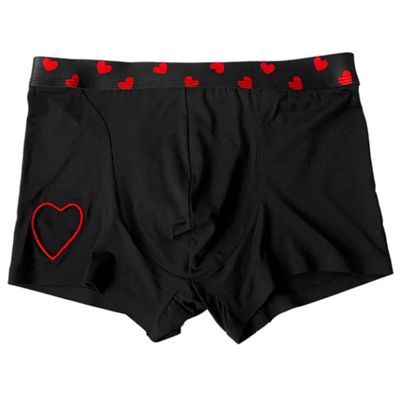Couple Men Shorts Women Briefs Lovers Fun Lingerie Sexy Couple Underwear Set Heart Lace Panties for Lover Modal Underpants