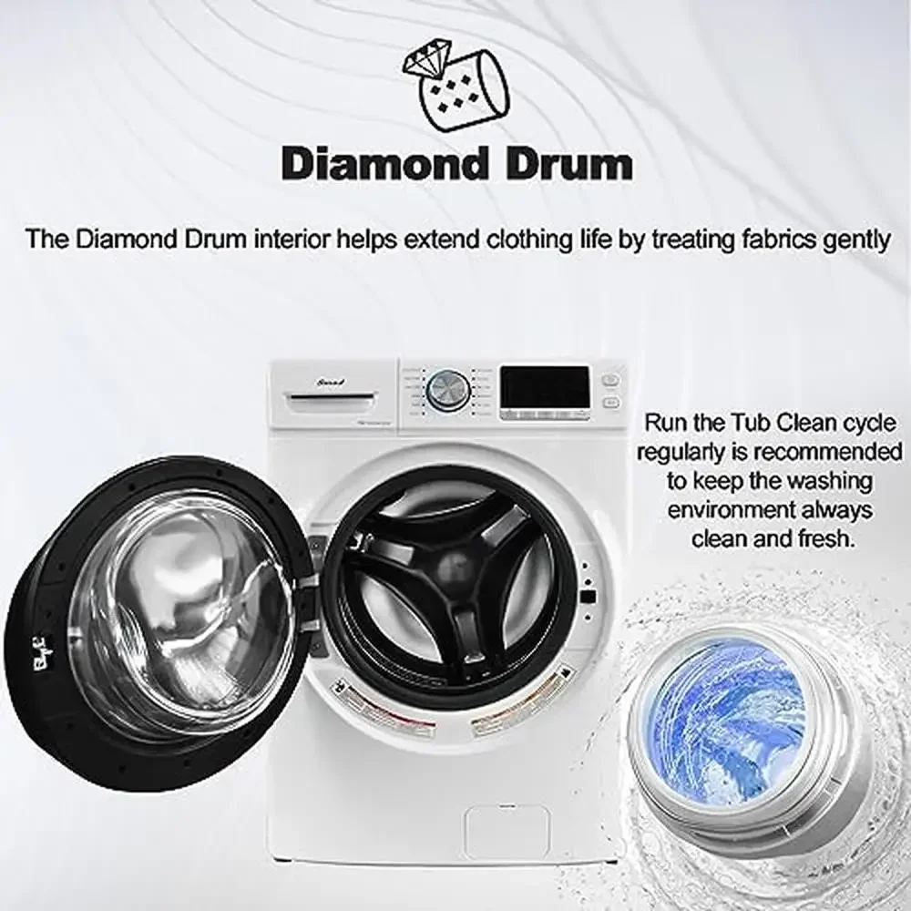 27in Front Load Washer 4.5 Cu. Ft. Capacity Steam Quiet Motor LED Control 12 Wash Cycles Tub Clean Energy Saving Closet Depth