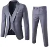 Korean Style Men Blazer Vest Pants Set Casual Business Buttons Cuff Blazer Vest Trousers Men Suit Wedding Groom Formal Suit 3