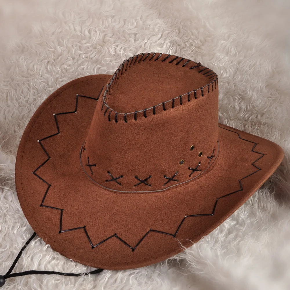 Western cowboy hat knight hat men and women sun big edge outdoor performance pink cowboy big brim tourist sun outdoor hiking hat