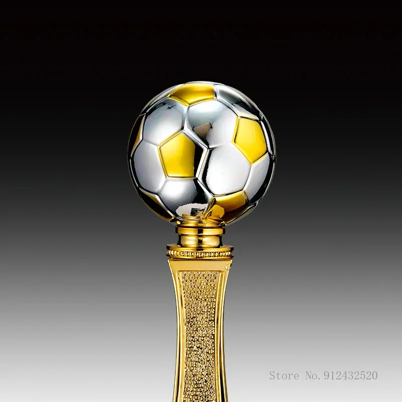 Customized European Electroplating Football Trophy Column, Sports Event, Fan Supplies, Home Decoration, Award Collection, 1Pc