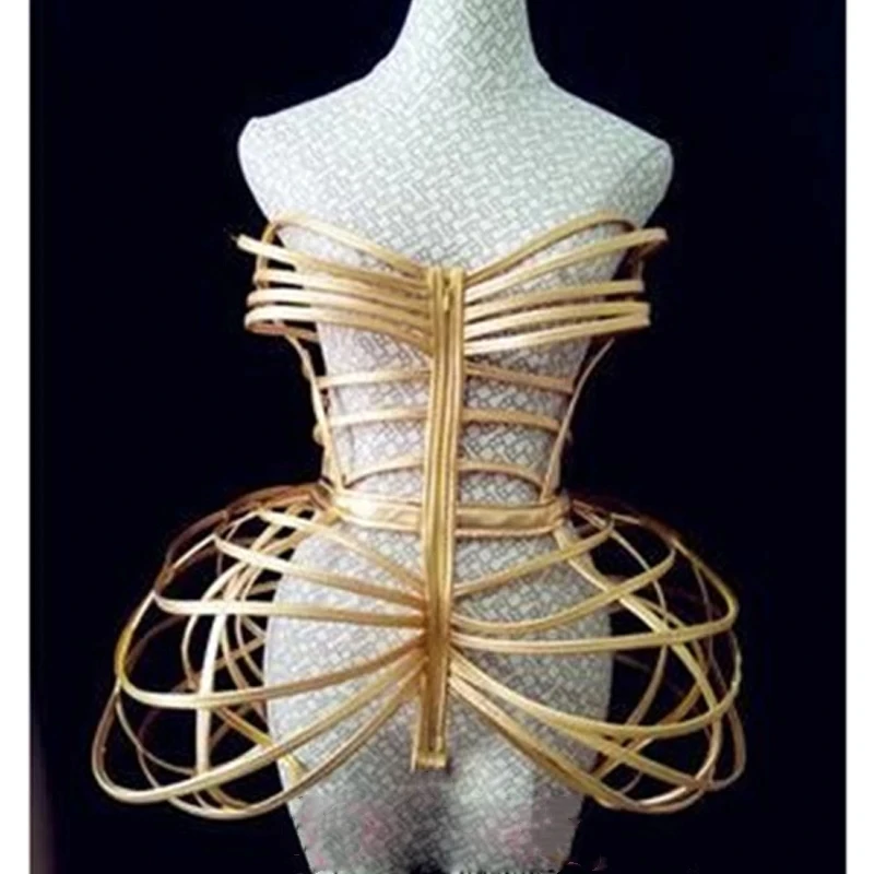 

Gold openwork armor Jumpsuit future space warrior bar gogo costume Dj Dancers Stage Wear Sexy Nightclub DS Singer party Clothes