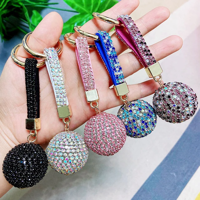 Fantaisie – porte-clé fantaisie avec Strass, de bonne qualité, avec bracelet  en cuir, boule de cristal, pour voiture, breloque, pendentif, pour femmes  et filles, nouvelle collection - AliExpress