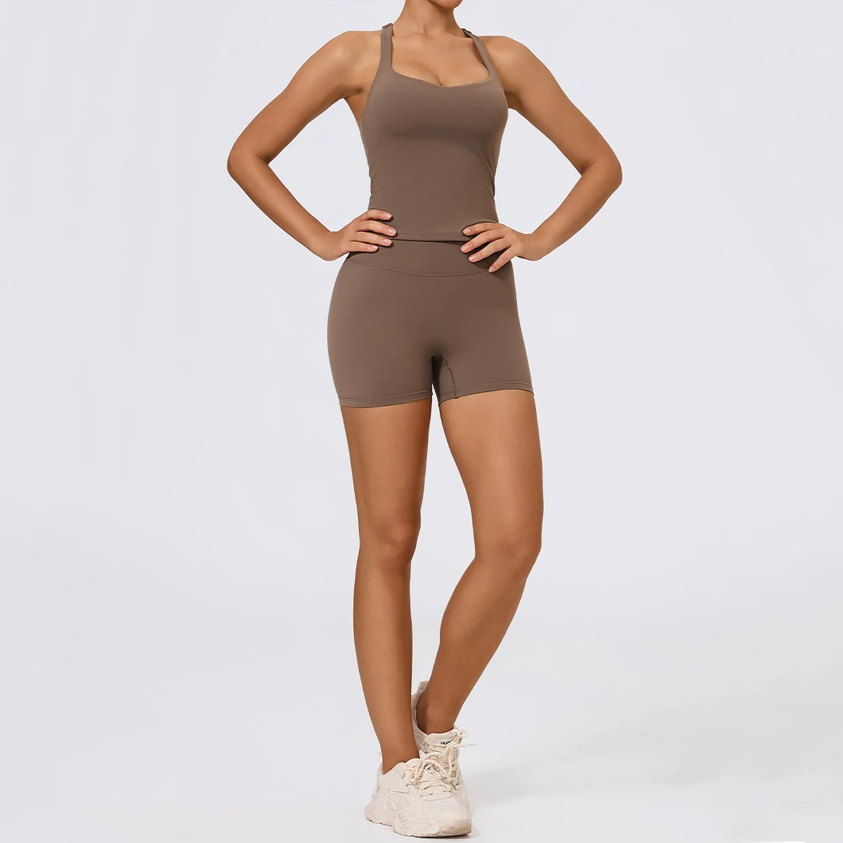 Hearuisavy Women 2Pcs Sports Pants Set High Waist Stretch Fitness Leggings Running Push Up Sporty Vest Breathable Yoga Tank Tops - תמונה 5