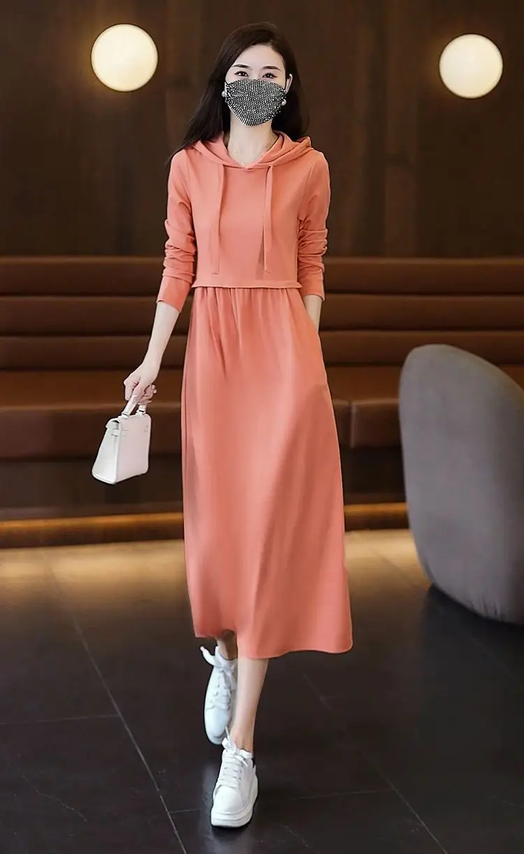 

2023 Autumn The New Listing Fashion Dress Shows Slim Temperament Large Women's Loose Covering Belly Long Skirt Reduced Age