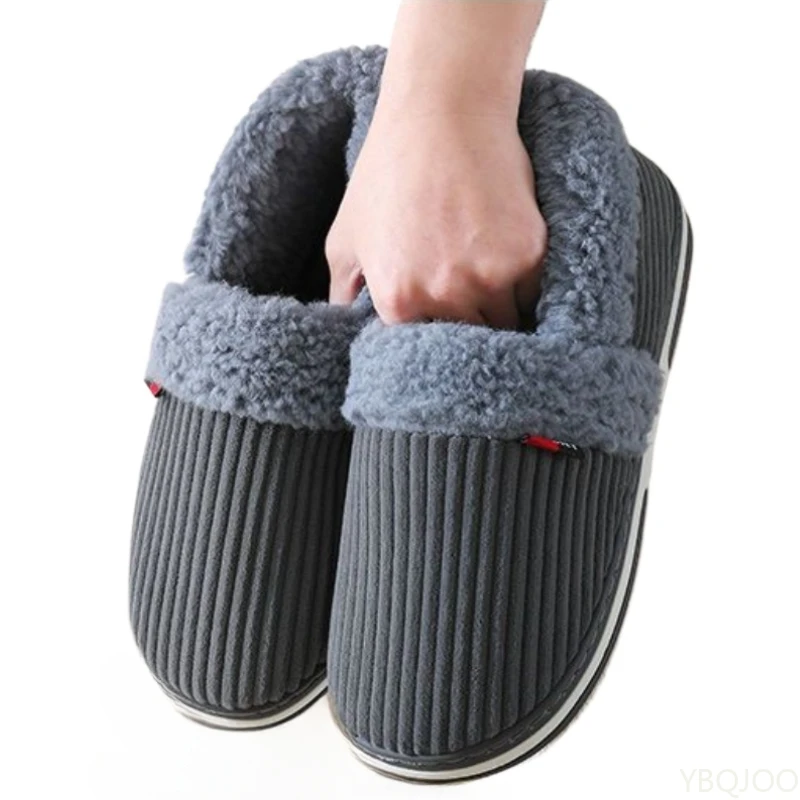 Winter Couple bag heel slippers Indoor Plush Cotton shoes Fluffy Fur non slip Slippers Men Casual Soft soled Shoes Zapatos Homme