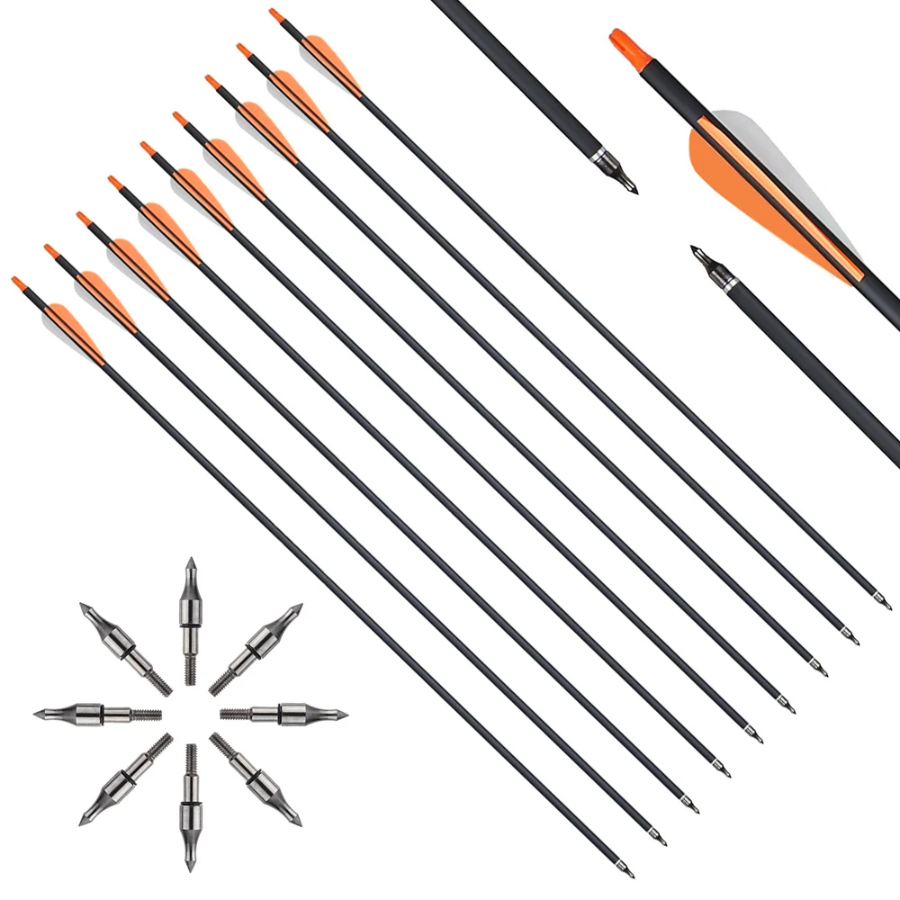 Mixed Carbon Arrow 31inch Spine 500 Diameter 7.8 mm for Compound/Recurve Bow Archery Shooting 12/24pcs archery arrows