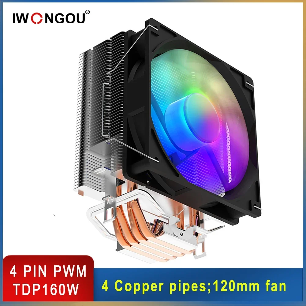 Iwongou Cpu Cooler X99 4 Heatpipes Rgb Ventola Di Raffreddamento Per Processore Lga 2011 Ventola Cpu Silenziosa Per Intel Lga115X 1700 775 X79 Am3 Am4