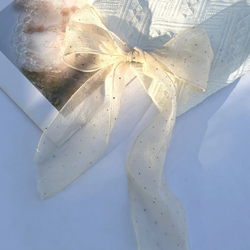 Shining Sweet Chiffon Bow Hair Clips Elegant Ribbon Ponytail Clip Women Girl Sweet Headbands Hairpin Hairgrip Hair Accessories