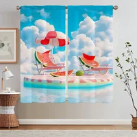 Beach Watermelon Blackout Curtain Living Room Decoration Kitchen Curtains for Rooms Home Interior Curtains Tentacles Partition 1