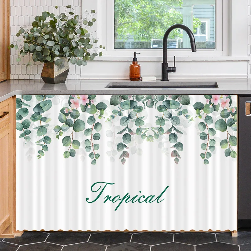 Highdi Tenda Sottolavello Autoadesiva 40x70 Cm Con Foglie: Antipolvere E Privacy Per Cucina, Bagno E Mobili