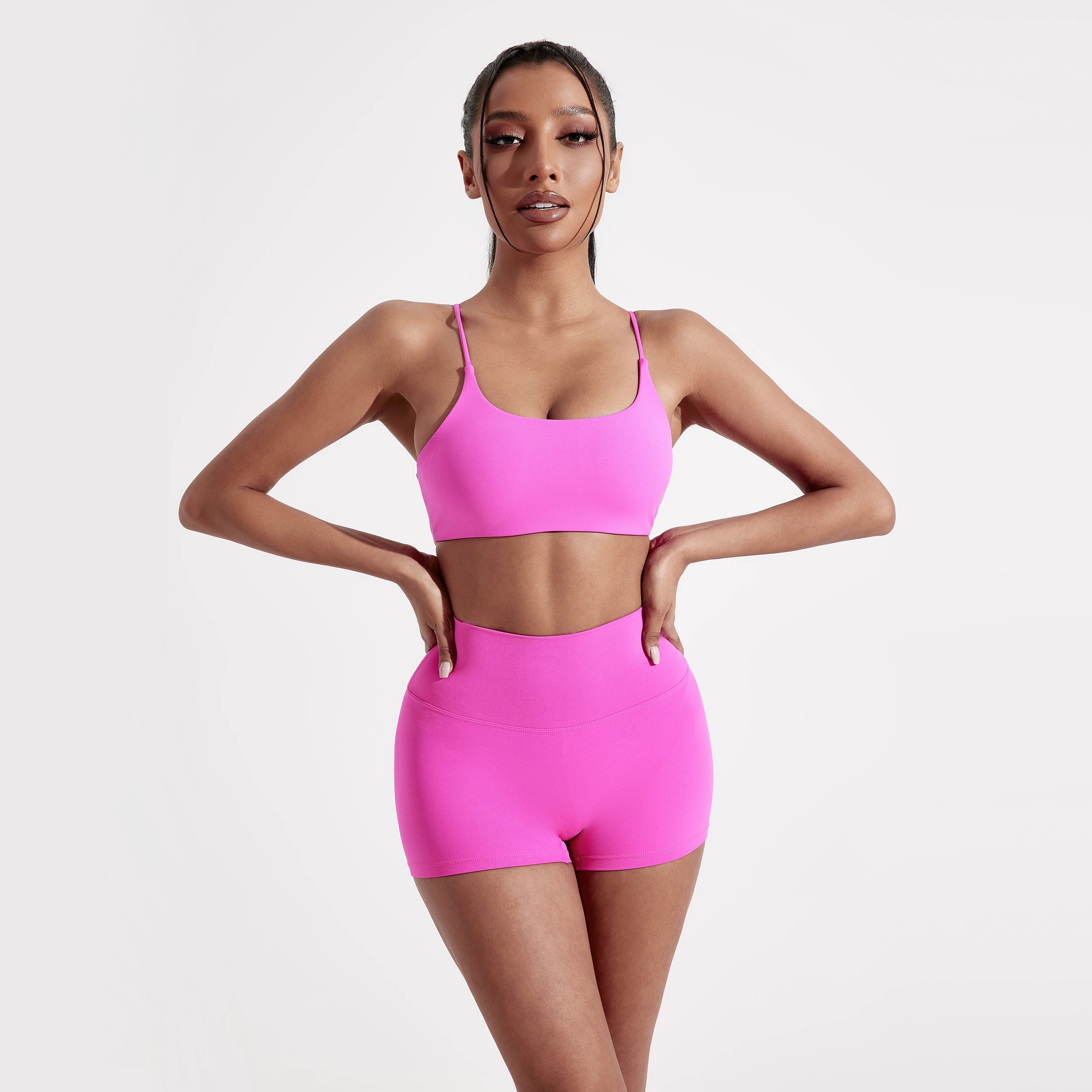 Spaghetti strap Gym Yoga Set Short Legging Cross Sport Bra Tracksuit Women Gym Suit Comprehensive Training Jogging Athletic