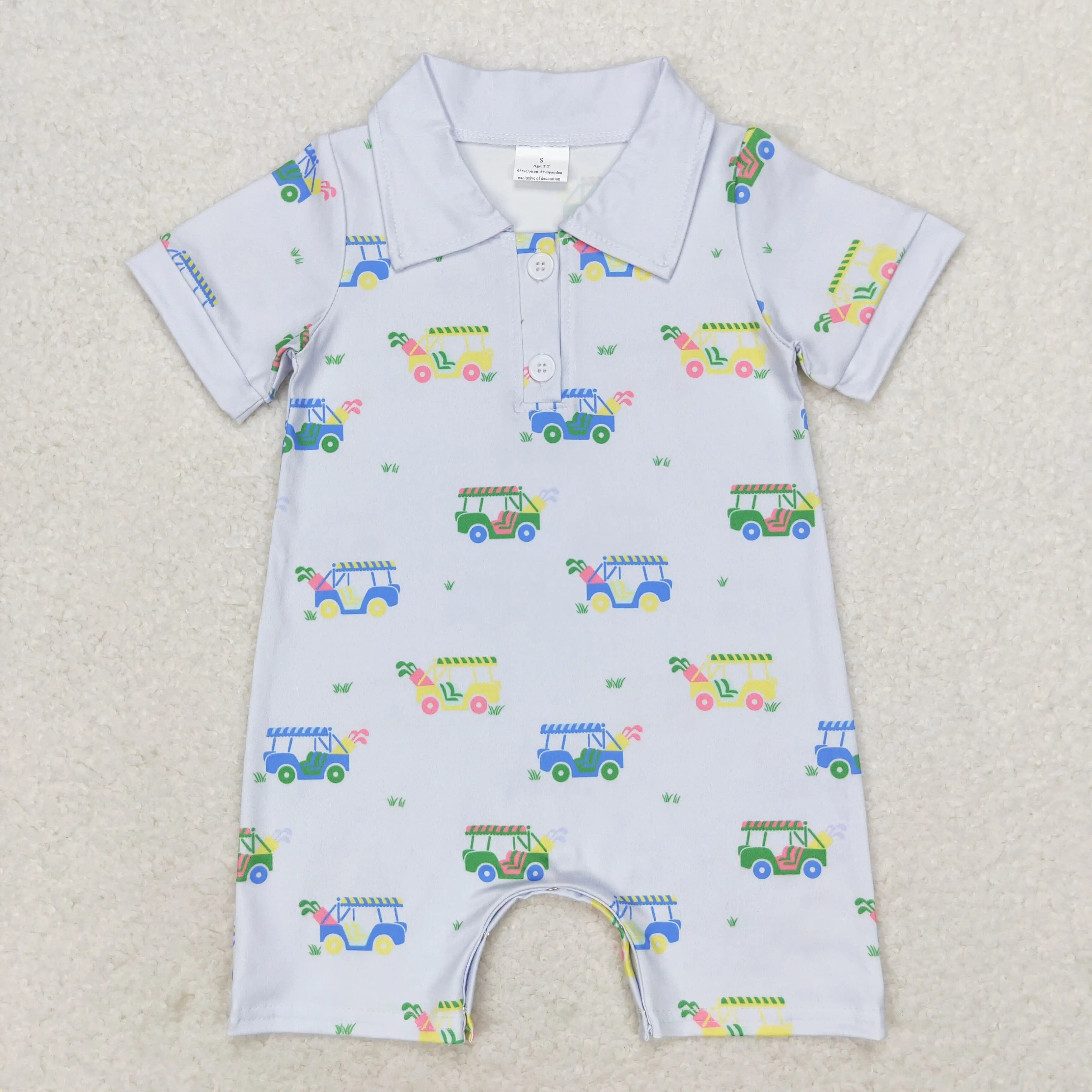 Wholesale Toddler Mardi Gras Romper Kids Short Sleeves Clothes Baby Boy Checked Bubble Children Infant Pullover Buttons Jumpsuit 6