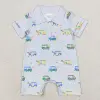 Wholesale Toddler Mardi Gras Romper Kids Short Sleeves Clothes Baby Boy Checked Bubble Children Infant Pullover Buttons Jumpsuit 6