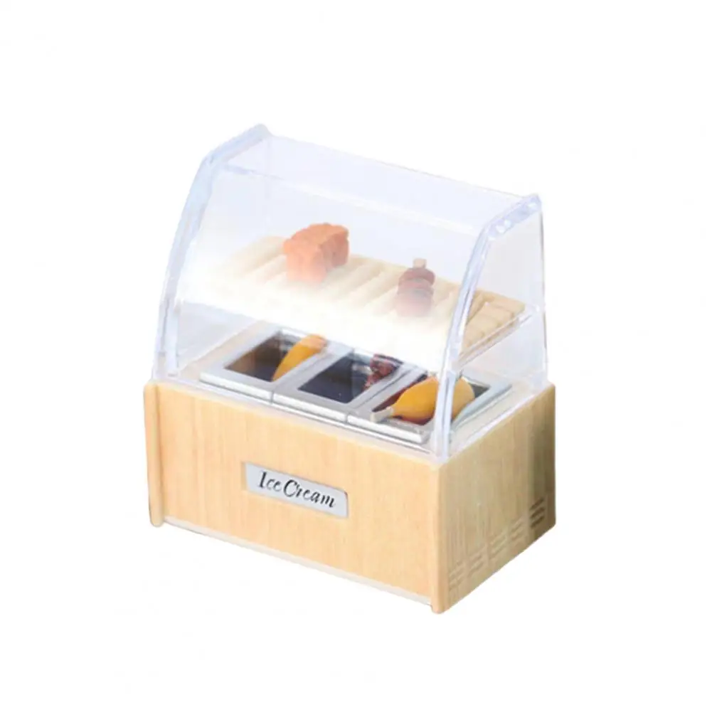 

Mini Cake Cabinet 1Set Delicate Realistic Looking Wear Resistant Miniature Cake Display Cabinet Oden Food Mold Micro Landscape