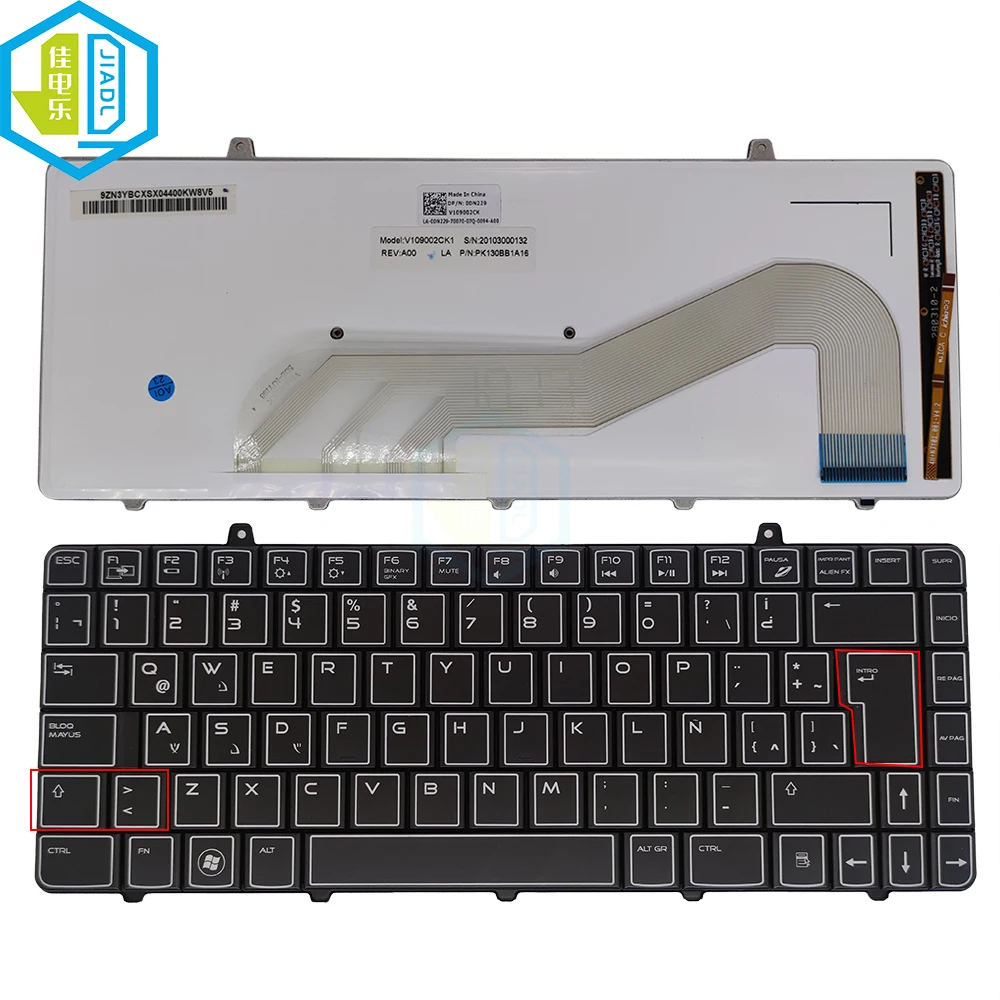 Tastiera Retroilluminata Spagnola Latin Fit Per Dell Per Alienware M11X R1 Am11X R1 0 Dn229 Dn229 Tastiere Retroilluminate Notebook Pc Teclado