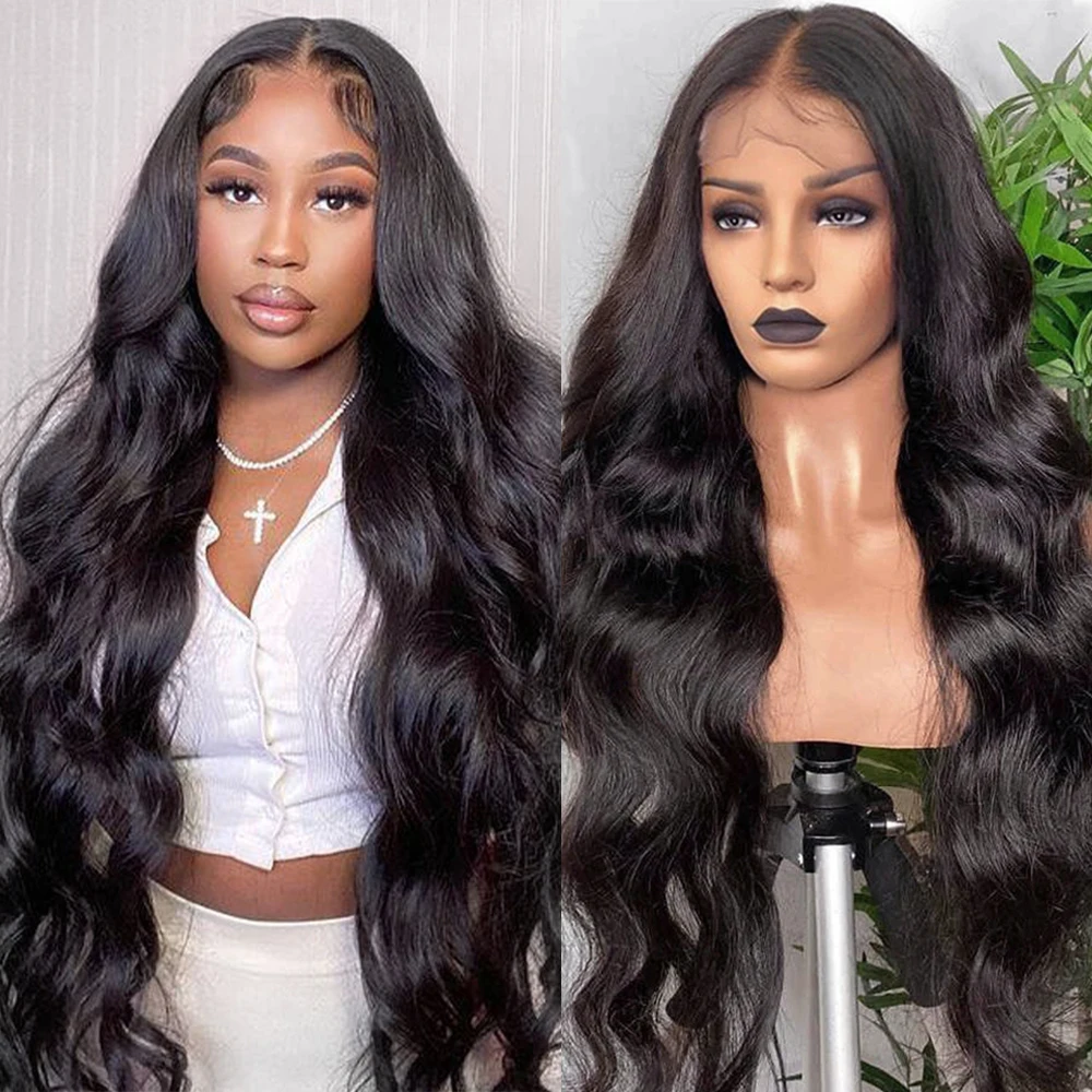200% Density HD transparent lace body wave 13x4 13x6 frontal human hair wig 360 frontal pre plucked 5x5
