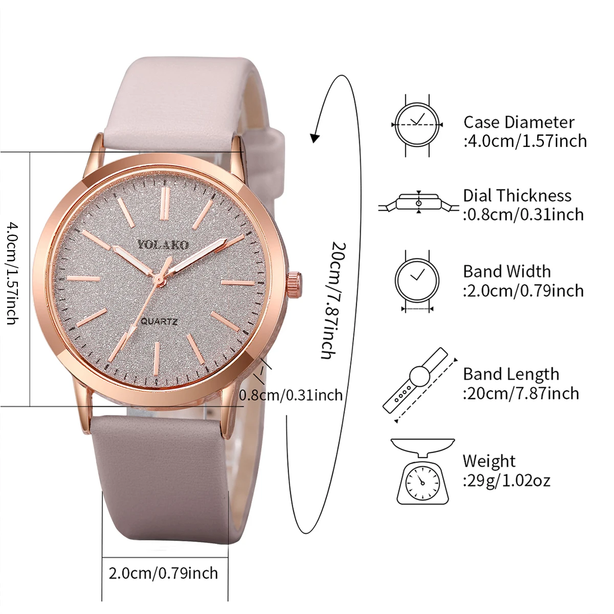 5pcs/set Fashion Women Leather Strap Quartz Watch and Love Heart Jewelry Set 5