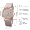 5pcs/set Fashion Women Leather Strap Quartz Watch and Love Heart Jewelry Set 5
