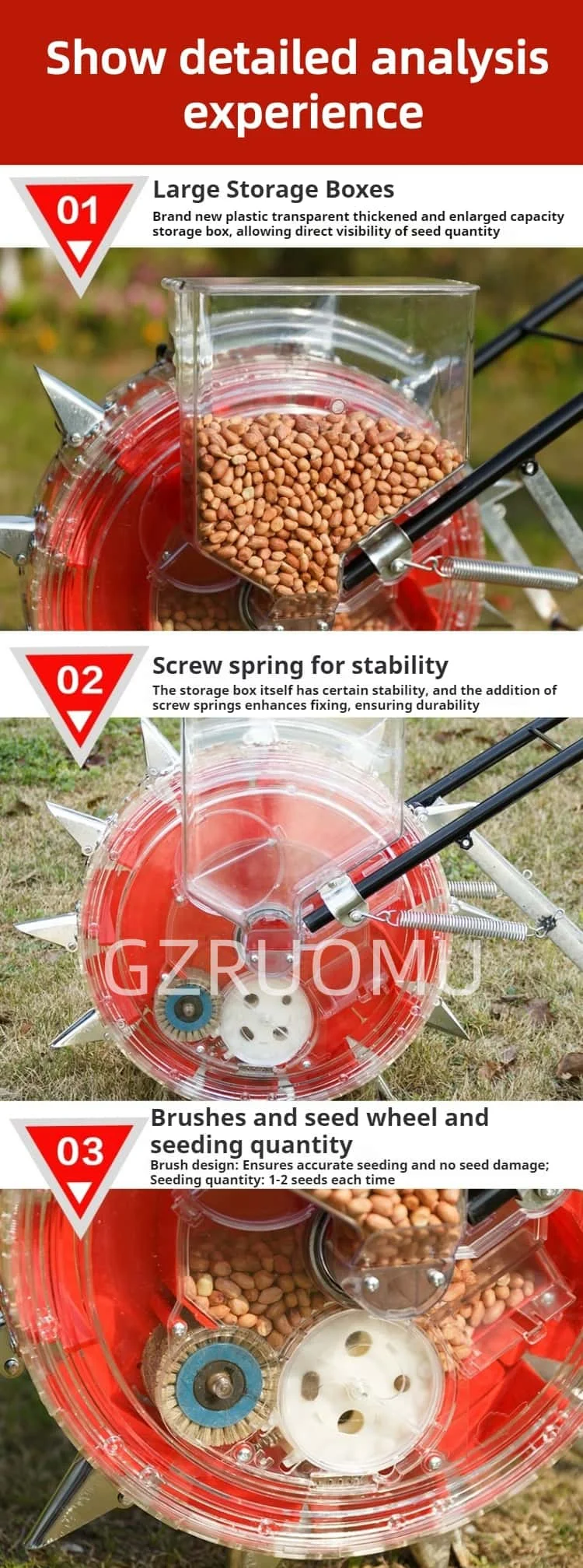 Drum Type Seeder Hand Push Multi Function Sowing Machine For Corn Peanut Soybean