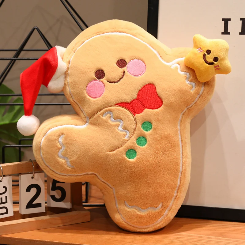 Nice 1pc 20/40cm Yellow Star Gingerbread Man Christmas Type Plush Pillow Soft Pp Cotton Stuffed Kawaii Cushion Decoration Gift