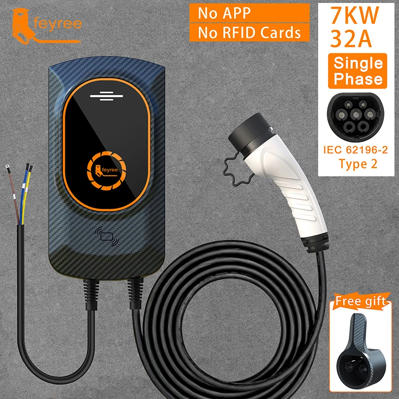 Feyree Ev Chargeur Gb / t Cordon Evse Wallbox Véhicule électrique 7kw 11kw  22kw App Control avec prise 16a 32A voiture charge 5m câble