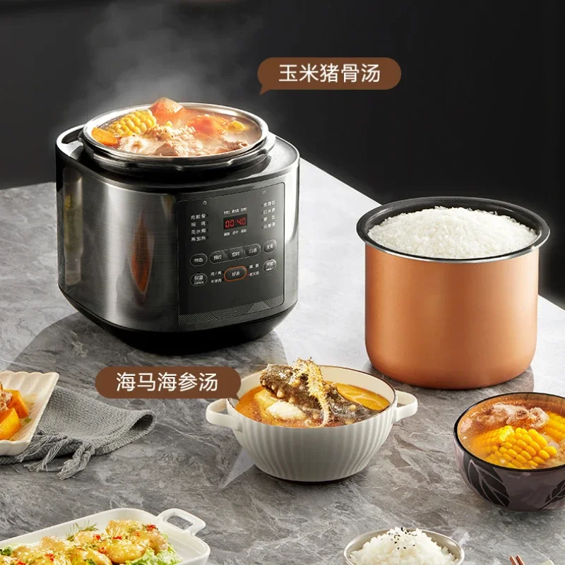 Supor 5L Large Capacity Electric Pressure Cooker 0 Coated Deep Soup Double Ball Multifunctional High Pressure Rice Cooker 220V