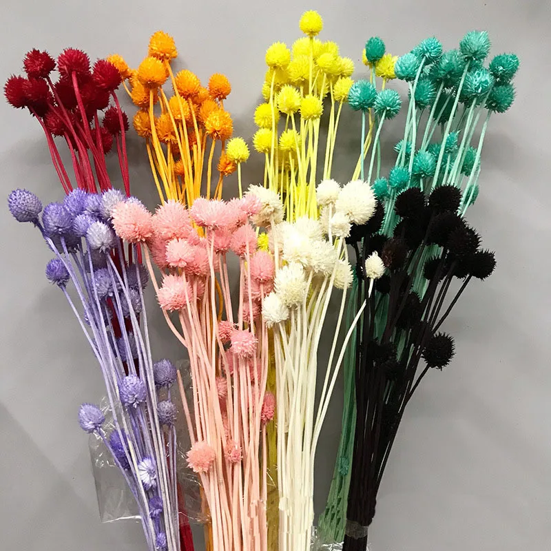 

1 bundle Colorful Natural Dried Flower Bouquet Decor Party Gomphrena Globosa Artificial Flower Strawberries Grass