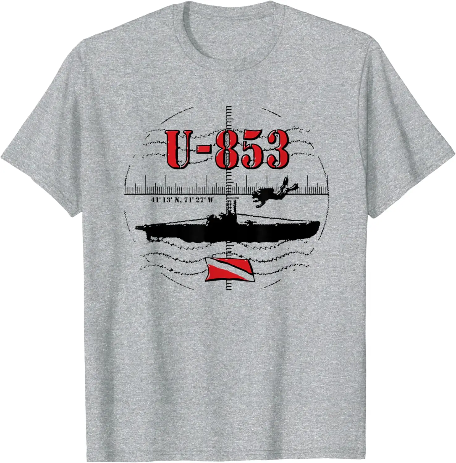 U-853 U-Boat Sottomarino Wwii Scuba Wreck Diving Gifts T-Shirt 100% Cotone O-Collo Manica Corta Casual T-Shirt Da Uomo Taglia S-3Xl
