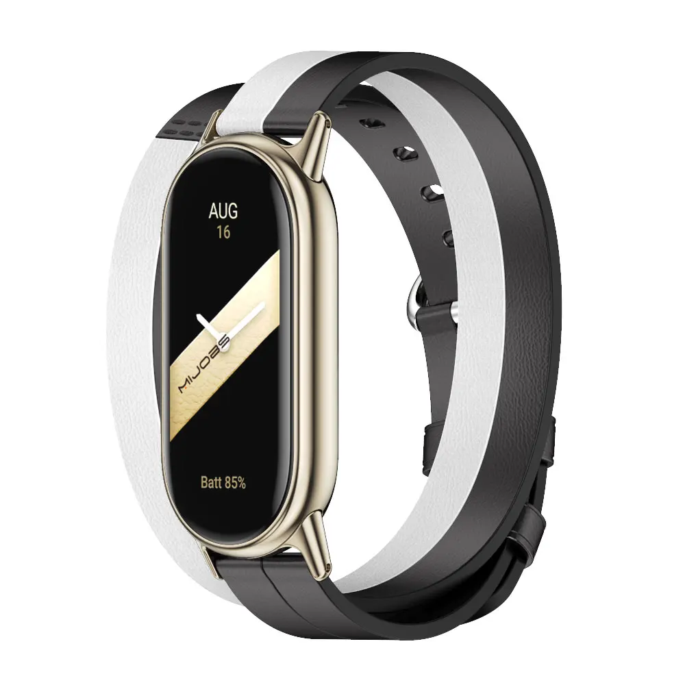 Mi Band 8 Leather Strap Double-Loop Bracelet for Xiaomi Mi Band 7 Correa Smart Watch Wristbands Miband 6 5 4 3 Replacement Strap