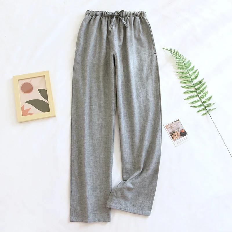 2023 Japanese Spring/Summer New Couple Sleepwear 100% Cotton Double Layer Gauze Men's and Women's Home Pants Large Pants
