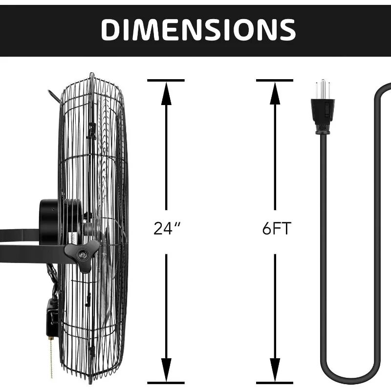 Simple Deluxe 24 Inch Industrial Wall Mount Fan 3 Speed Ventilation Metal Fan for Warehouse High Velocity Black Hot-sale Product 6