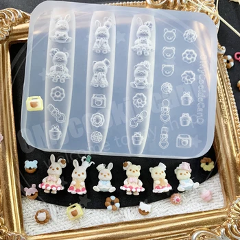 Super cute, small animal teapot set, rabbit, kitten nail art mold,clear silicone mold. 1