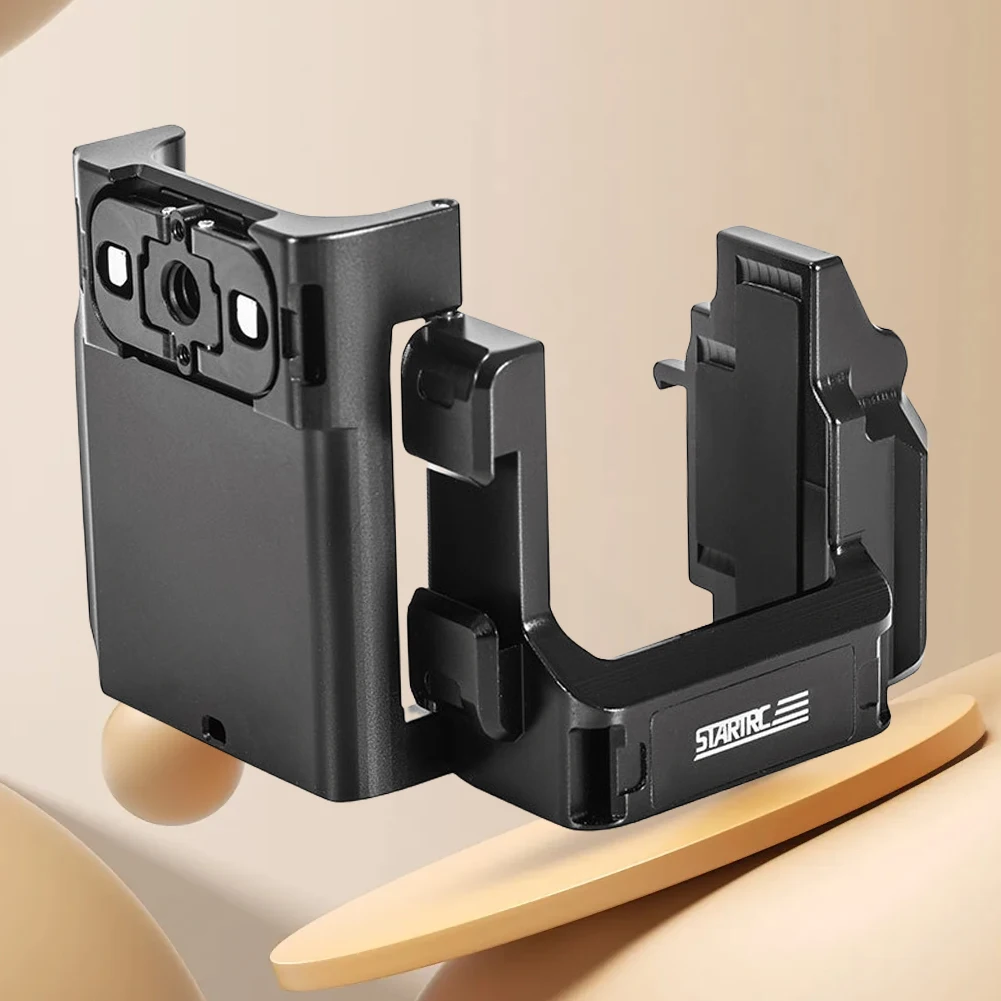 Description Picture 5 of itemFor DJI Osmo Pocket 3 Camera Metal Extension Frame Cage Bracket Quick-mount Adapter Base with 1/4 Screw Holes/Cold Shoe/Strap