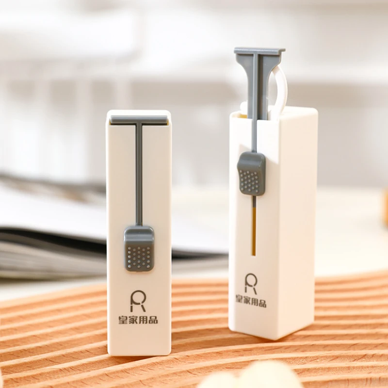 Portable One-button Launch Automatic Dental Floss Case Refillable Flosser Carrying Box for Travel Business Trip Vacation