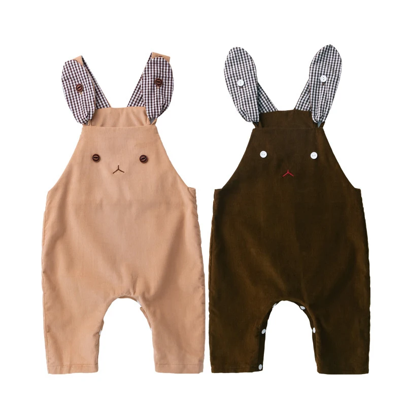

Baby Sleeveless Jumspuits Cute Bunny Girls and Boys Corduroy Rompers Spring Summer Infants Newborn Onepiece Clothes