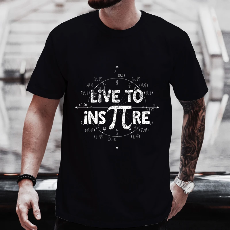 

Мужские футболки с принтом математики Pi Live To Inspire, брендовые топы, уличная мода, мужская повседневная Летняя футболка, модная мужская футболка