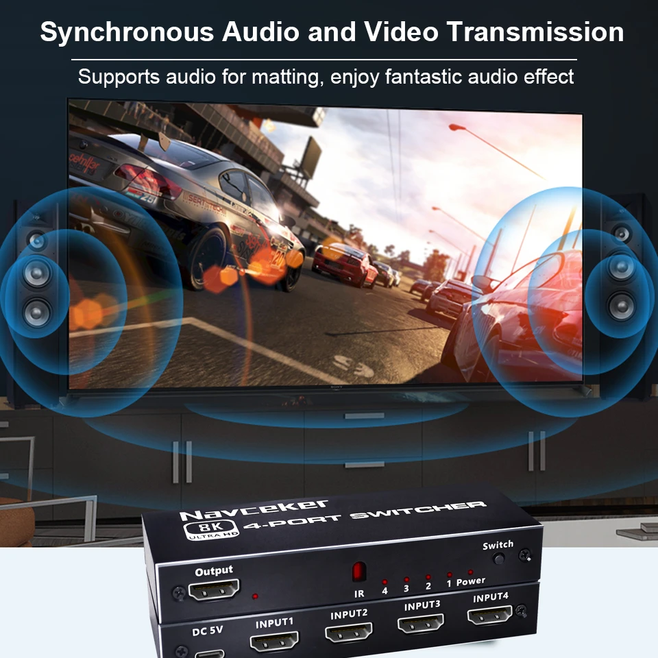 8K HDMI 2.1 Switcher Selector 4K 120Hz HD Switch HDMI Splitter 4 In 1 Out 3 In 1