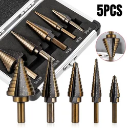 Forets étagés en acier rapide, 5 pièces Drll HSS titane acier rapide Cobalt jeu de forets étagés poinçon central pour un repérage précis 